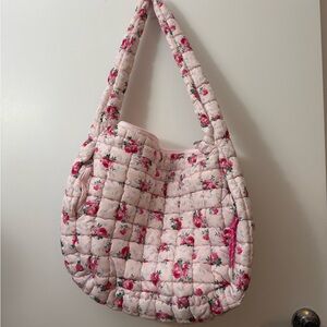 Floral Quilted Shoulder Bag - Pink